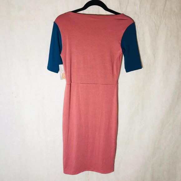 LuLaRoe Julia dress short sleeve pink & blue polyester blend size xs new READ - Picture 7 of 11